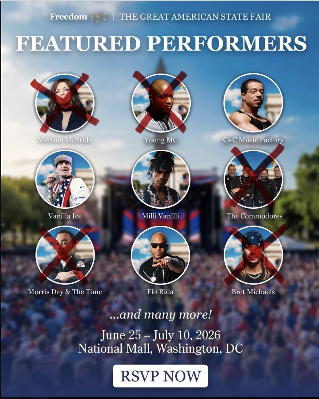 Freedom 250 spokesperson says Trump’s hijack of America’s birthday is ‘inherently nonpolitical,’ as performers drop out saying they were misled